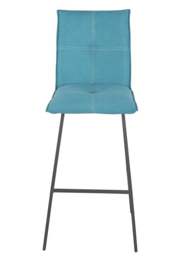 Chaise de bar confortable pieds métal tissu bleu - Souffle d'intérieur