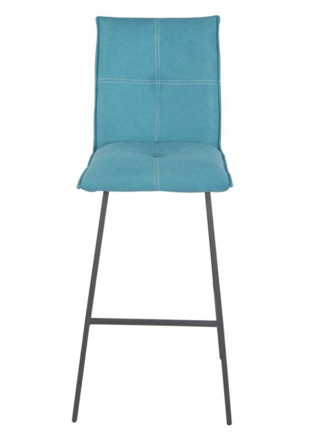 Chaise de bar confortable pieds métal tissu bleu - Veronica