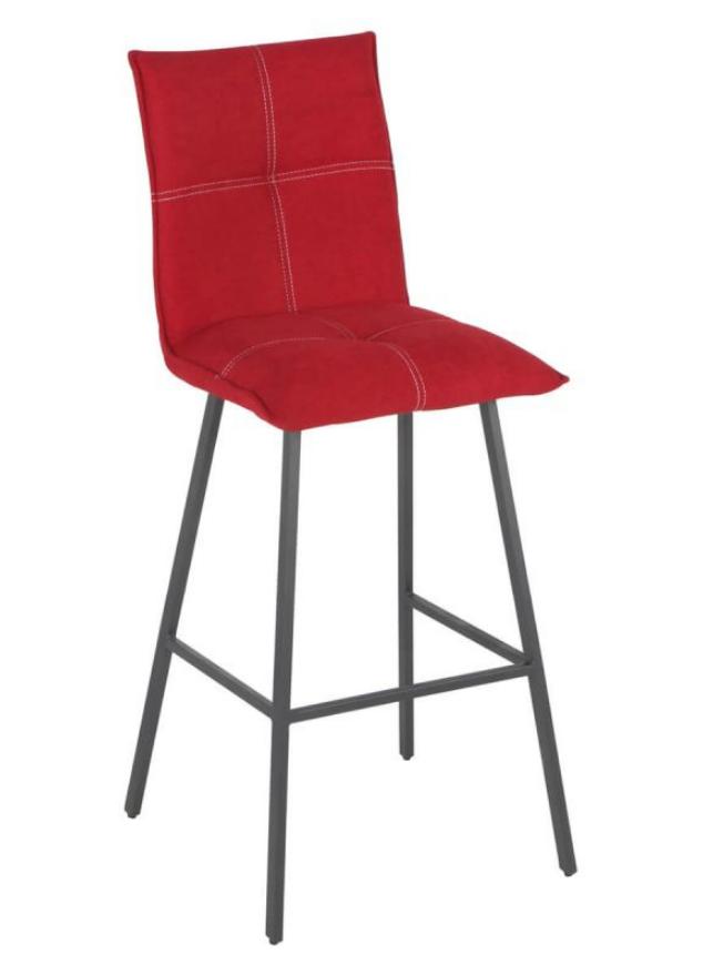 Chaise de bar confortable pieds métal tissu rouge - SOUFFLE D'intérieur