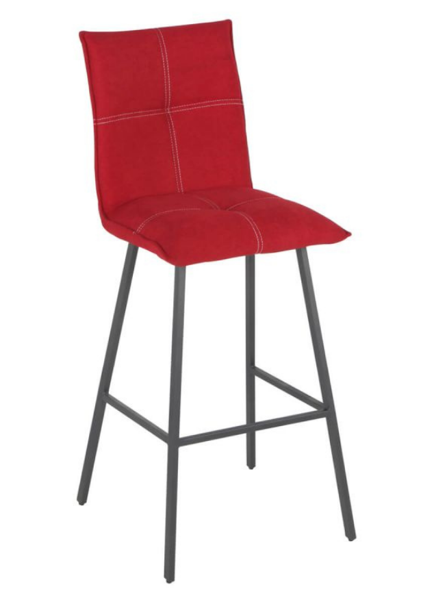 Lot de 2 chaises de bar confortable pieds métal tissu rouge - Veronica