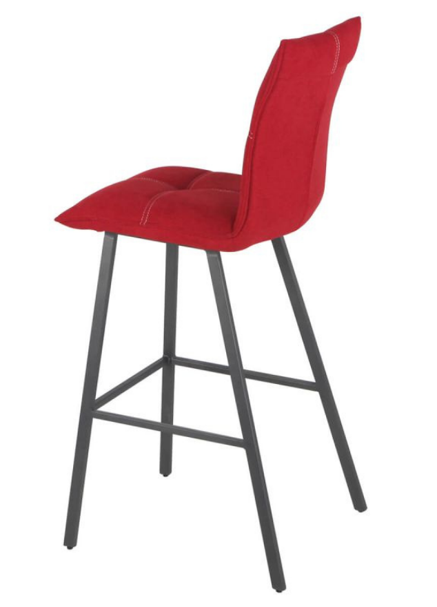 Chaise haute de cuisine confortable pieds métal tissu rouge - Veronica