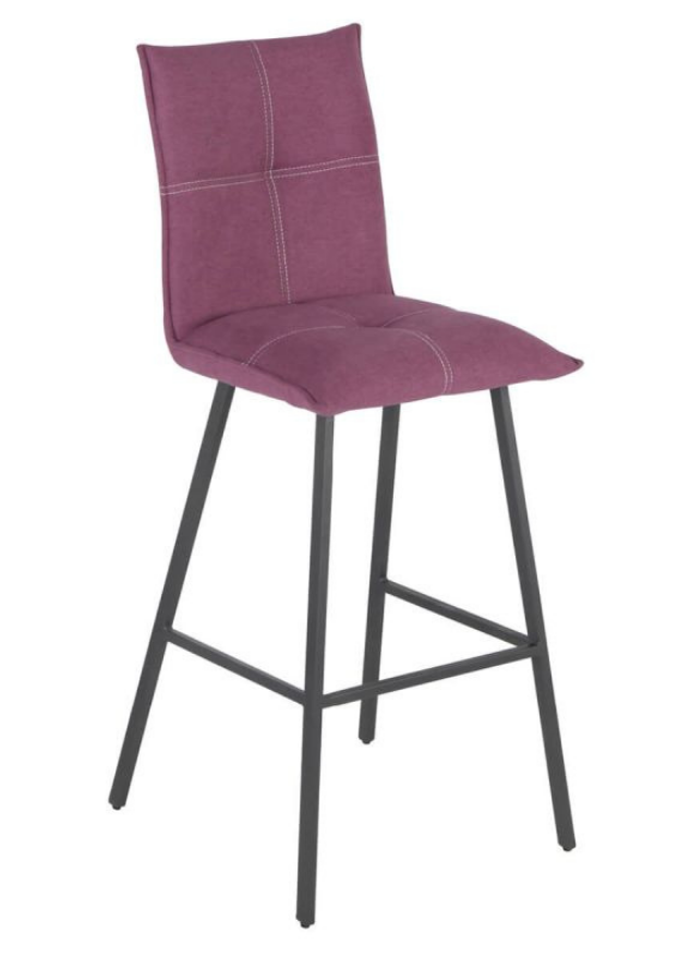 Lot de 2 chaises de bar confortable pieds métal tissu violet - Veronica