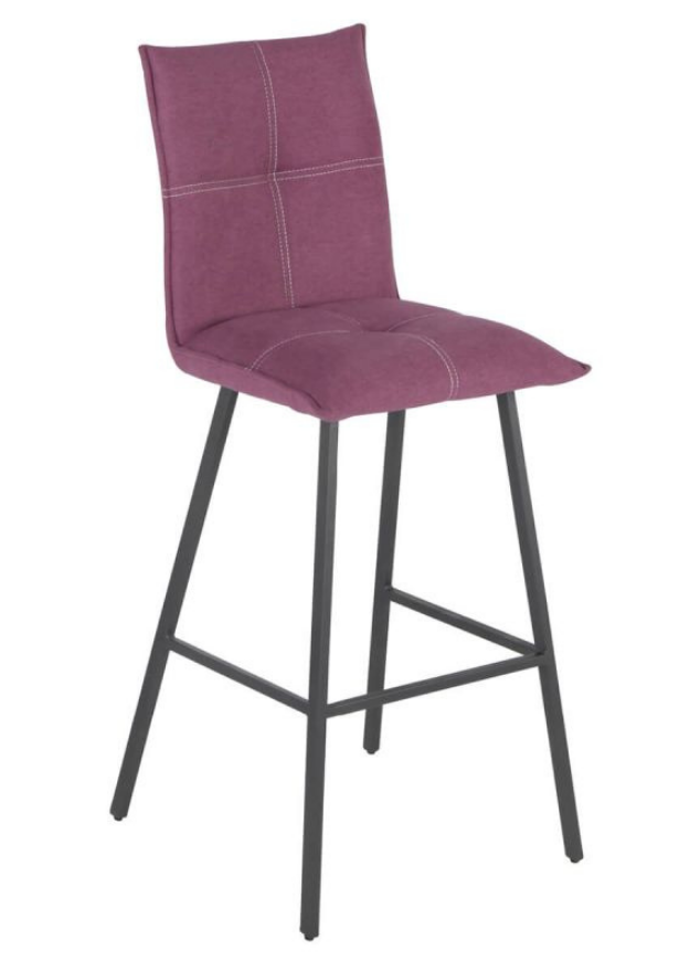 Chaise de bar confortable pieds métal tissu violet - SOUFFLE D'intérieur