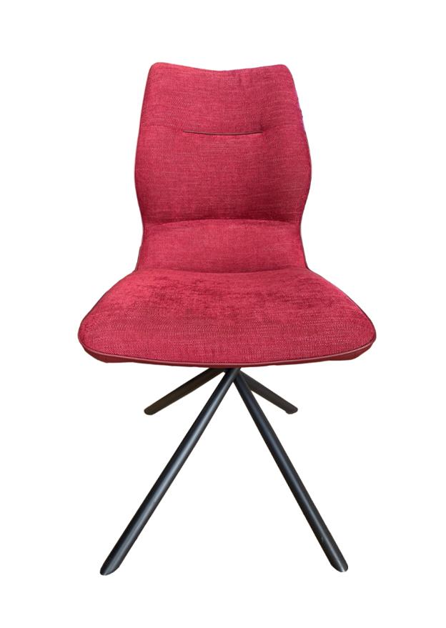 Chaise pieds métal en tissu rouge moderne - Souffle d'intérieur