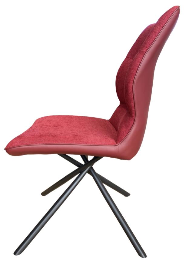 Chaise pieds métal en tissu rouge moderne - Souffle d'intérieur