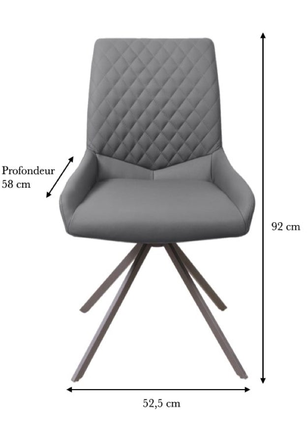 Chaise pieds métal grise design matelassé avec dimensions - SOUFFLE D'intérieur