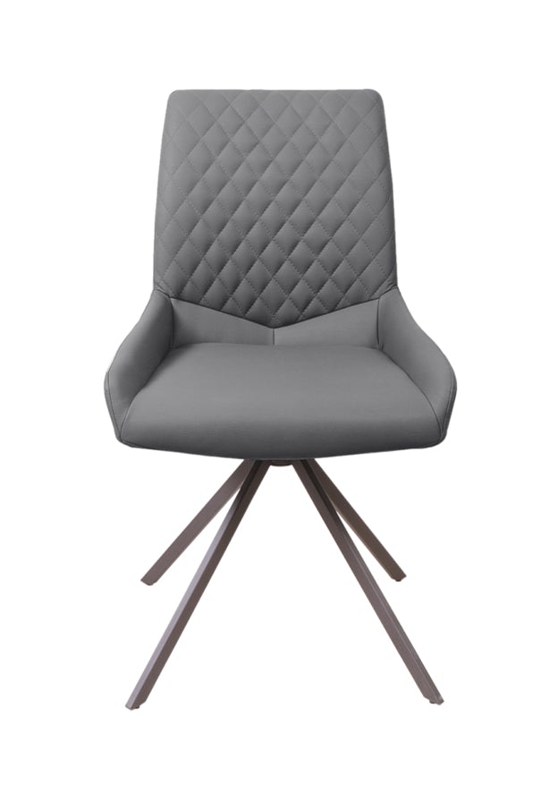 Chaise pieds métal grise design matelassé - SOUFFLE D'intérieur