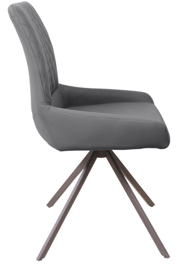 Chaise pieds métal grise design matelassé - SOUFFLE D'intérieur