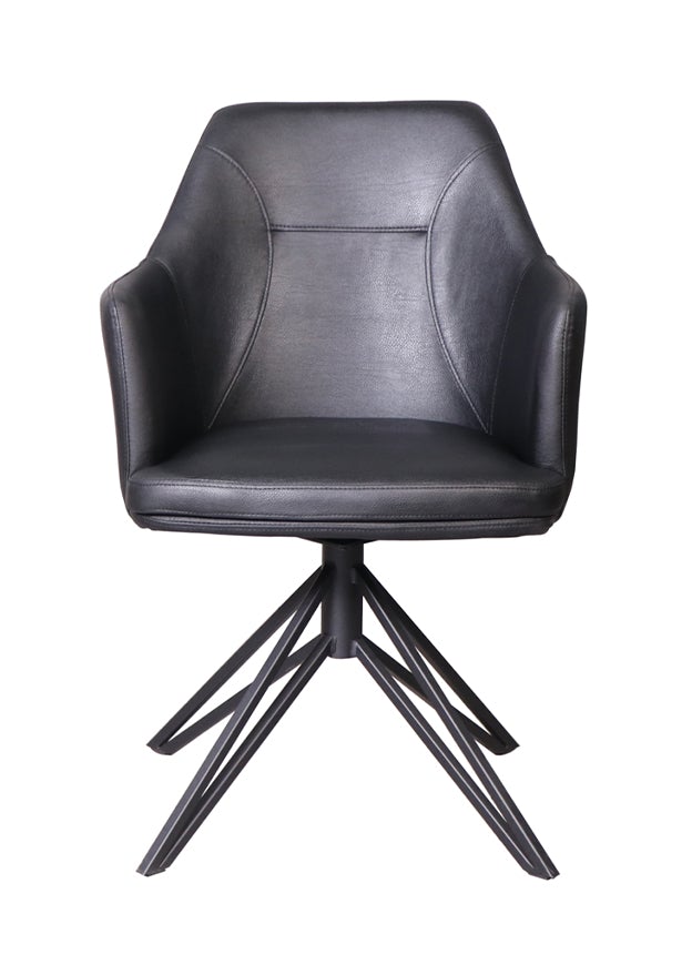 Chaise pivotante noir avec accoudoirs pieds métal moderne
