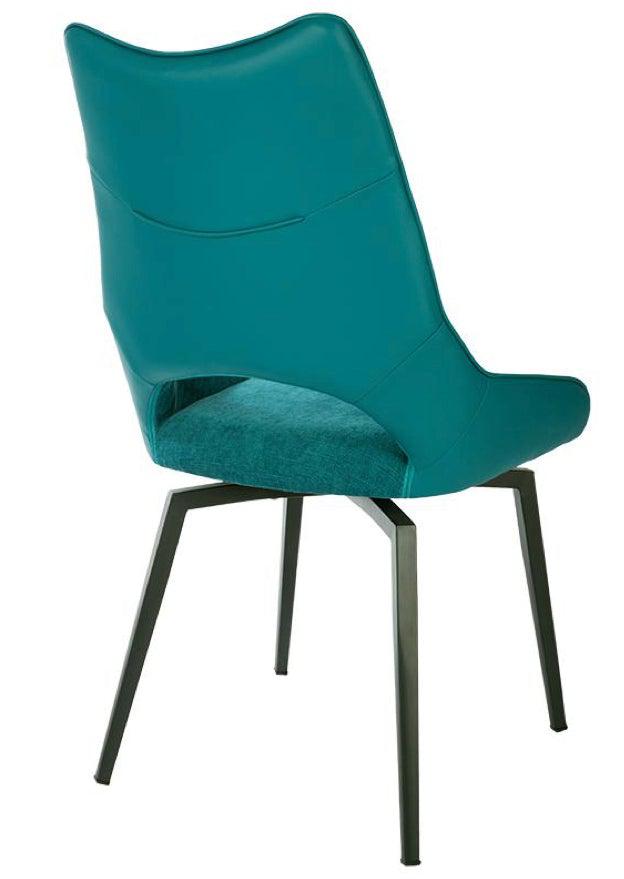 Chaise pivotante pieds métal en tissu bleu moderne - Souffle d'intérieur