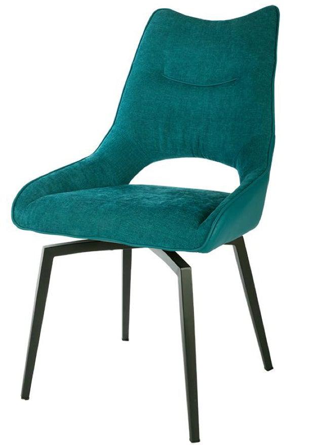 Chaise pivotante pieds métal en tissu bleu moderne - Souffle d'intérieur