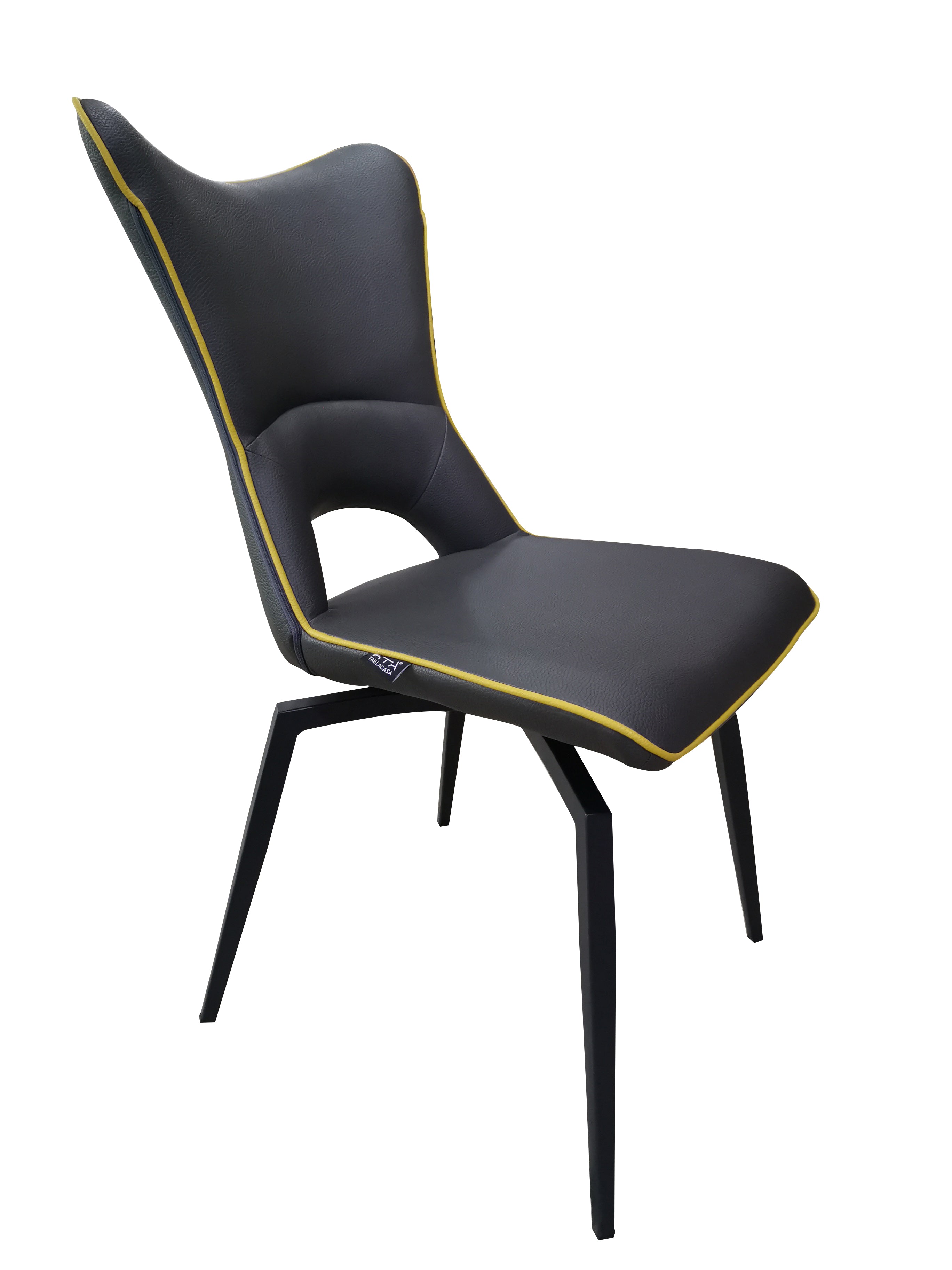 Chaise de salle à manger pivotante design gris anthracite et jaune - Holga