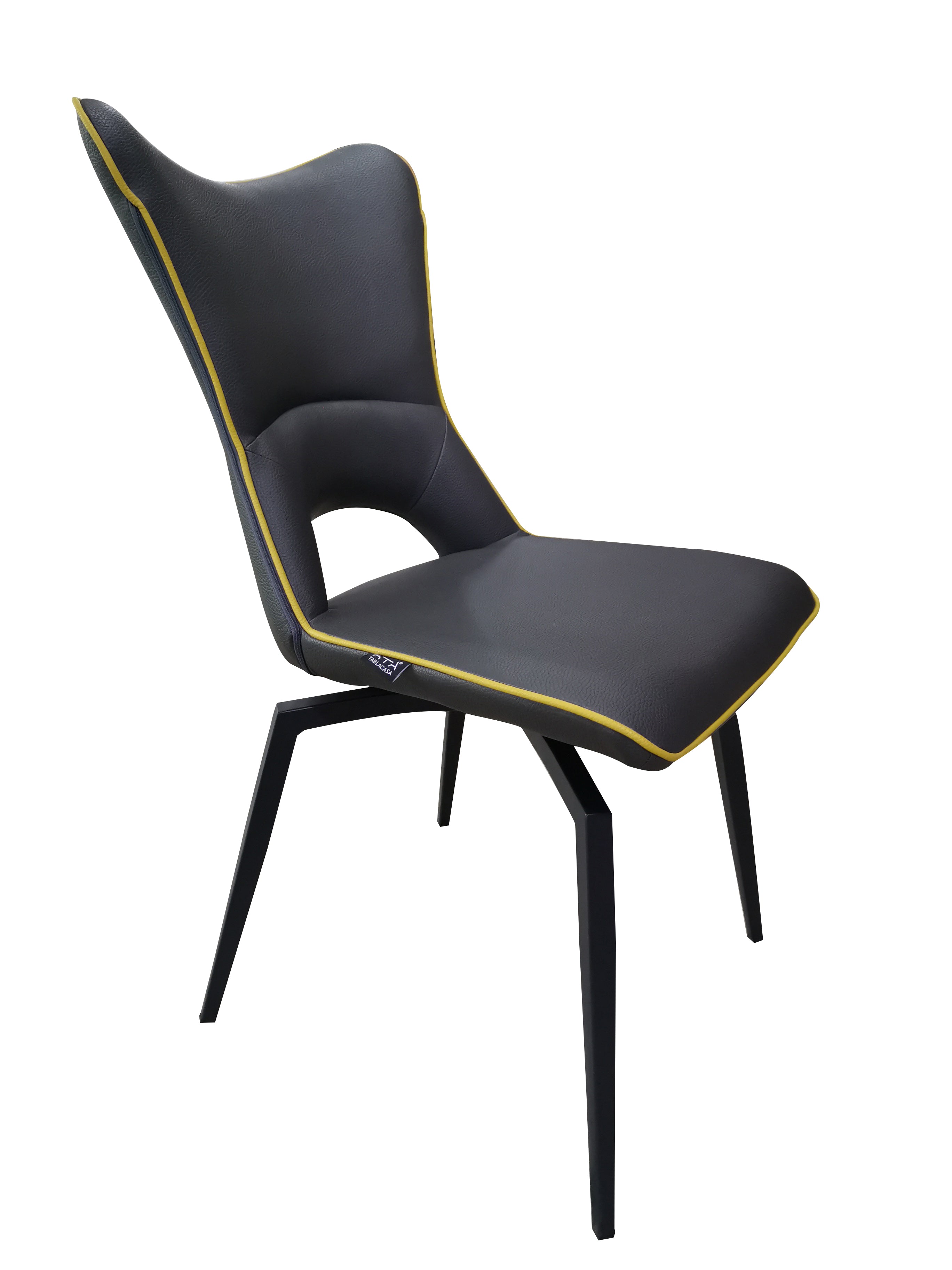 Chaise pivotante pieds métal design gris et jaune - Souffle d'intérieur