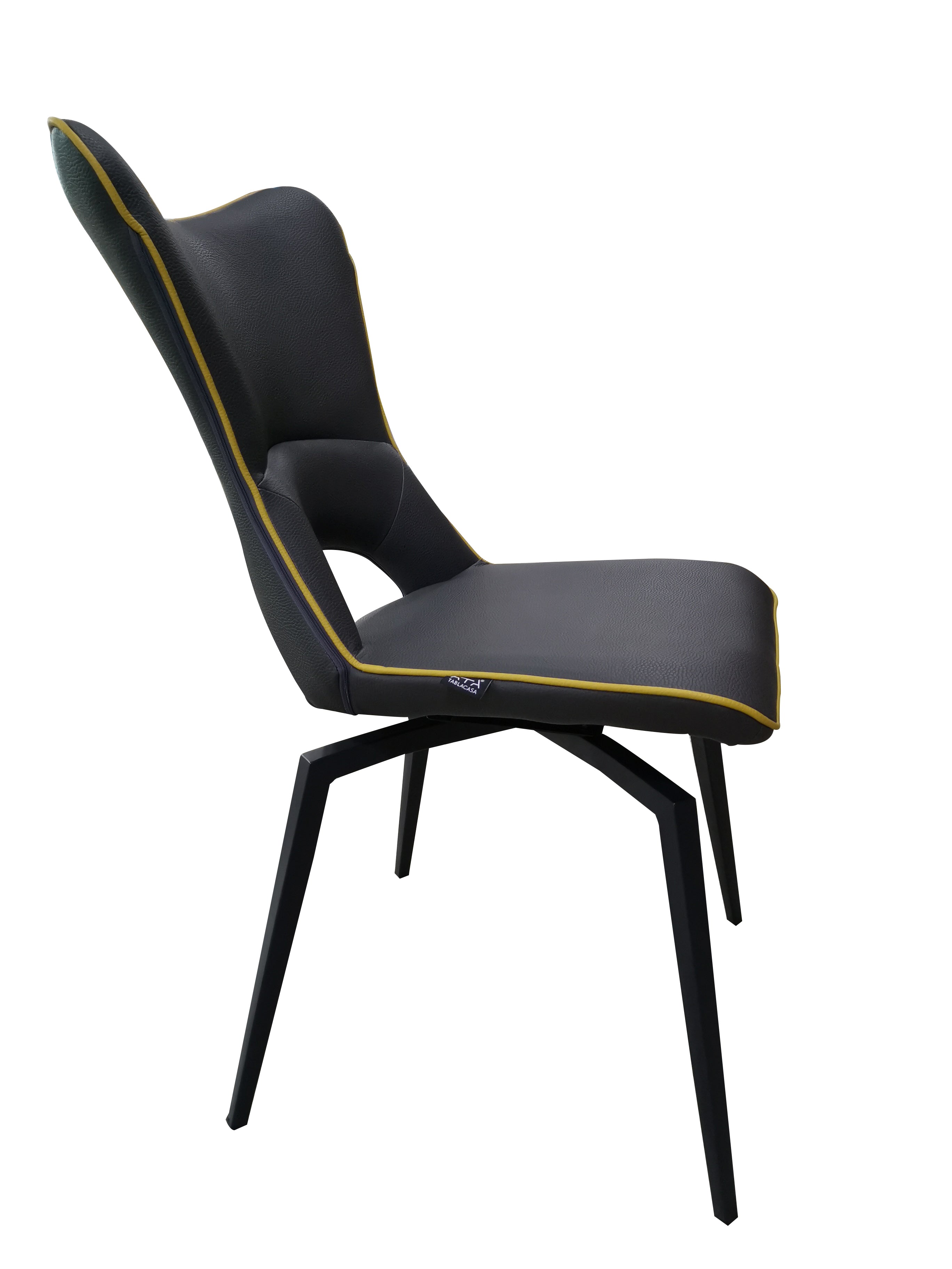 Chaise pivotante pieds métal design gris et jaune - Souffle d'intérieur