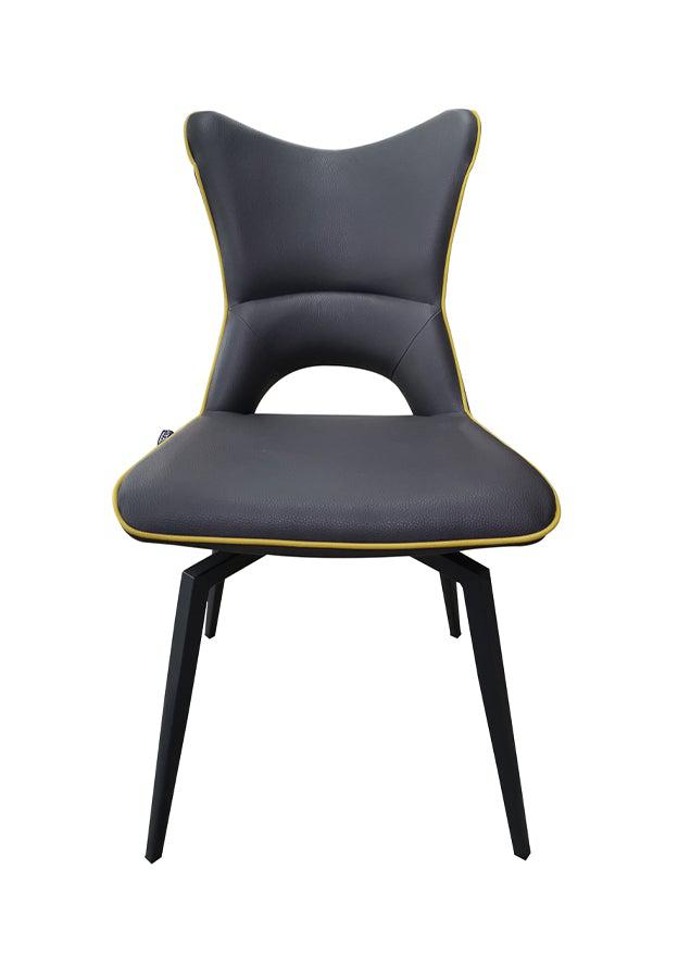 Chaise de salle à manger pivotante design gris anthracite et jaune - Holga
