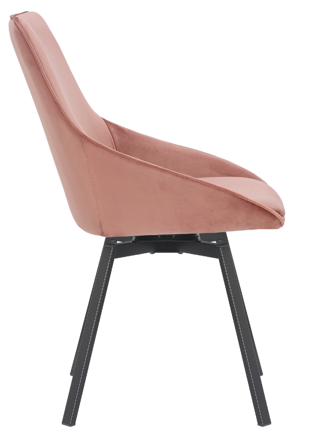 Chaise velours rose design pivotante de salle a manger - Matt