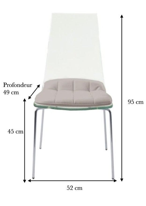Chaise transparente design moderne assise beige - Angelina-Chaises de cuisine et de salle à manger-SOUFFLE D’INTÉRIEUR
