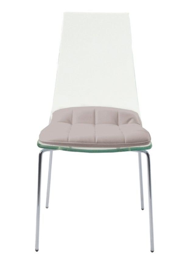 Chaise transparente design moderne assise beige - Angelina