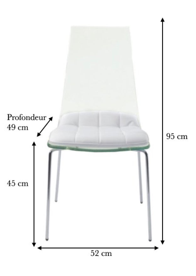 Chaise transparente design blanche pieds métal