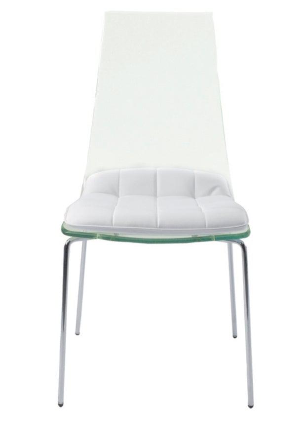 Chaise transparente design blanche pieds métal - Angelina