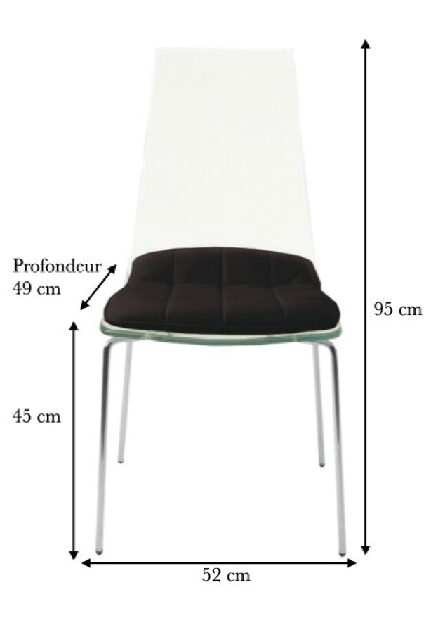 Chaise transparente design noir pieds métal