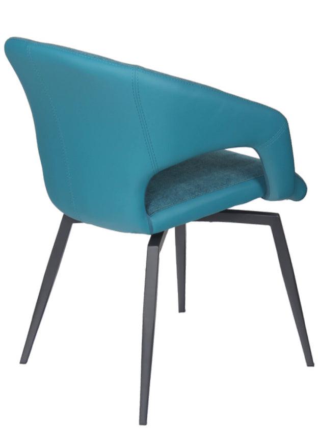 Fauteuil de table chaise avec accoudoir bleu pivotant - Marion