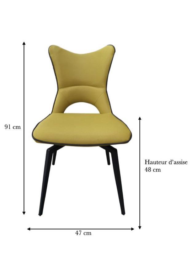 Chaise pivotante pieds metal jaune design - Souffle d'intérieur