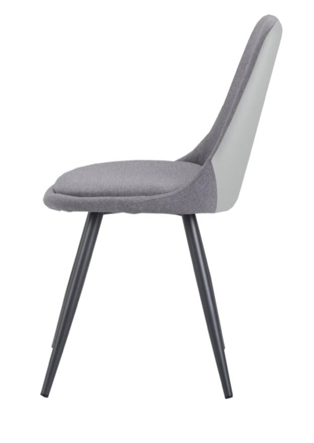 Chaise pieds métal en tissu gris clair moderne - SOUFFLE D’INTÉRIEUR