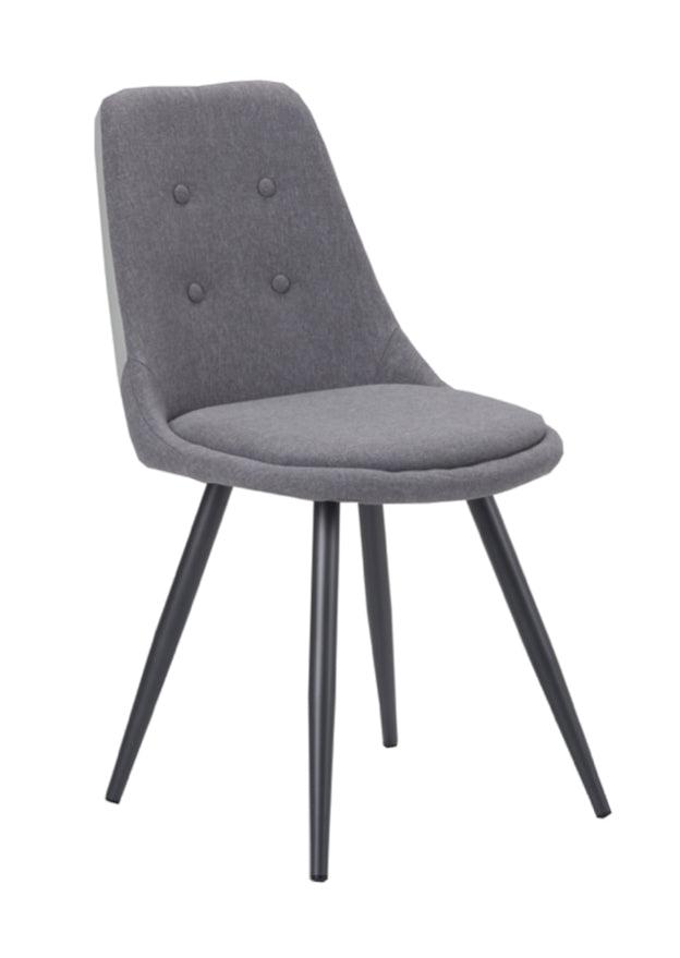 Chaise pieds métal en tissu gris clair moderne - SOUFFLE D’INTÉRIEUR