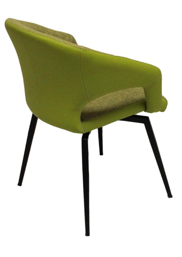 Fauteuil de table chaise avec accoudoir verte pivotant - Marion