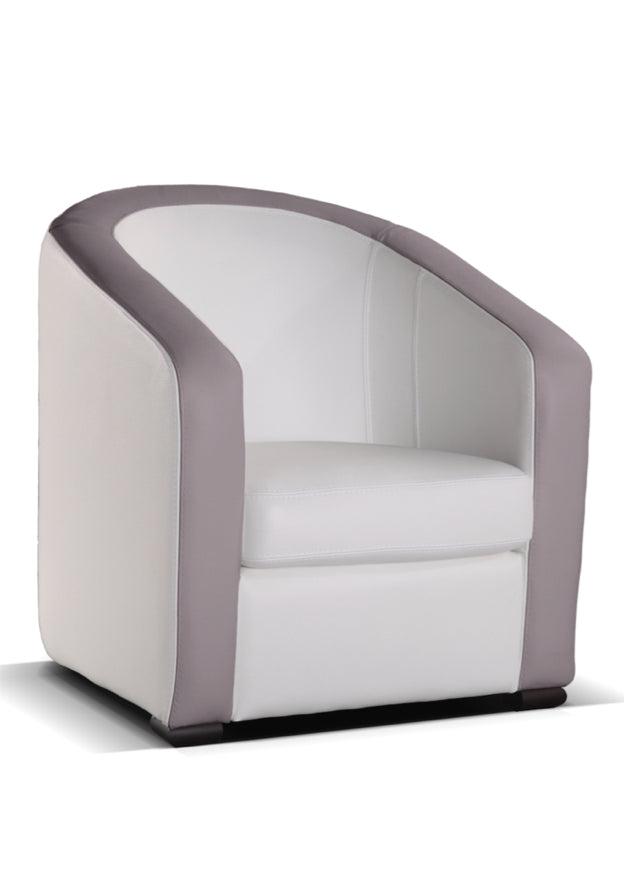 Fauteuil cabriolet en cuir bi-color contemporain - Clary