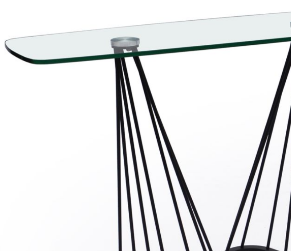 Console d'entrée en verre transparent moderne pieds noir - Alianna