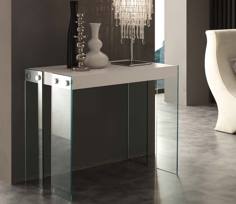 Console table extensible avec rallonges blanche design - Georges