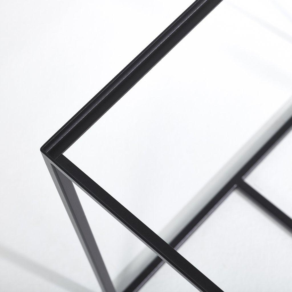 Zoom console d'entrée design – Mia – verre teinté noir et gris – vue dessous