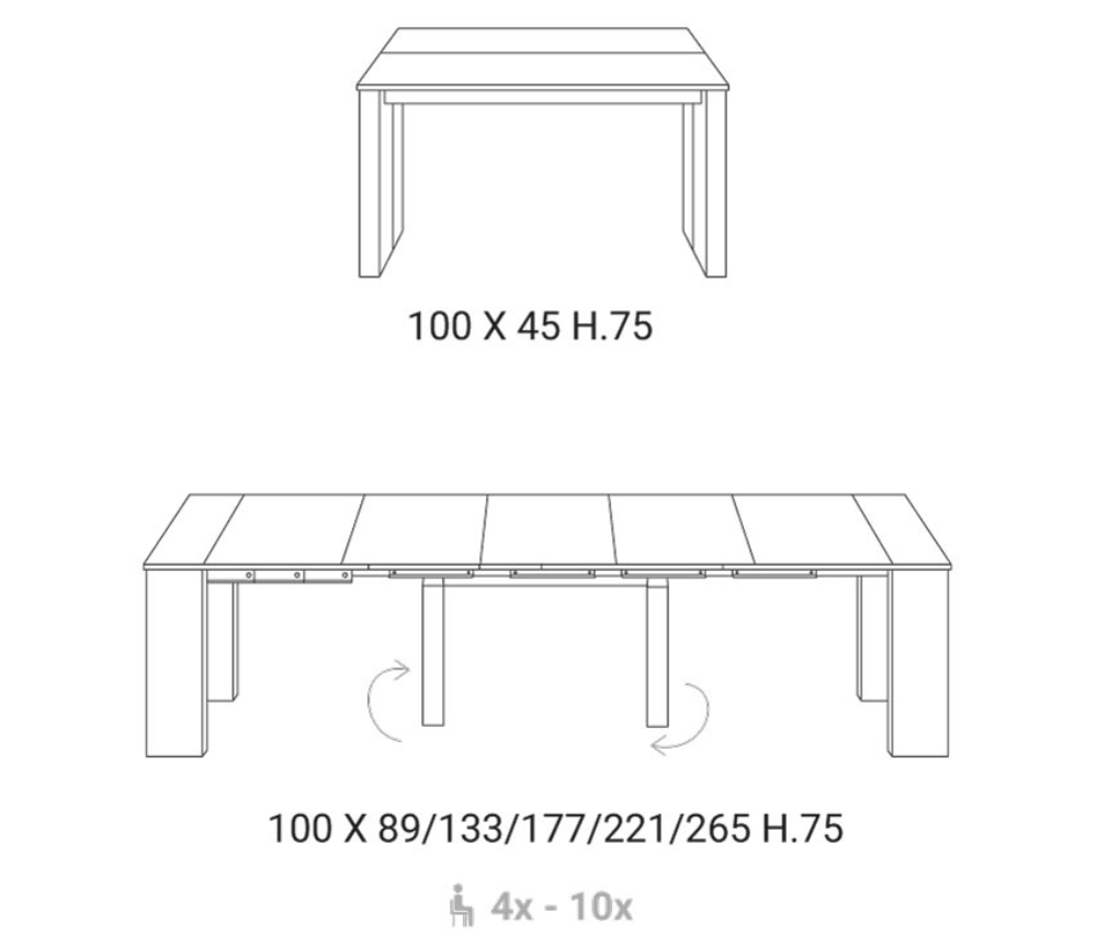 Console table extensible couleur bois chêne 5 allonges - SOUFFLE D'intérieur