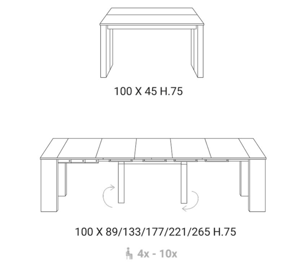 Console table extensible couleur bois chêne 5 allonges - Maxime