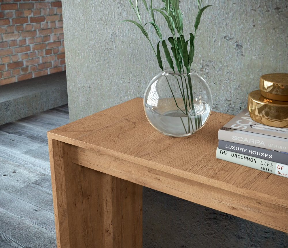 Console table extensible couleur bois chêne 5 allonges - SOUFFLE D'intérieur