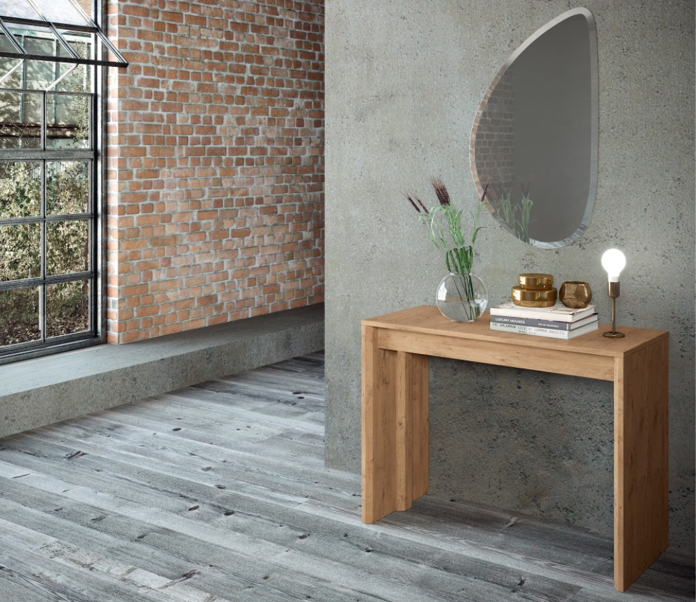 Console table extensible couleur bois chêne 5 allonges - SOUFFLE D'intérieur