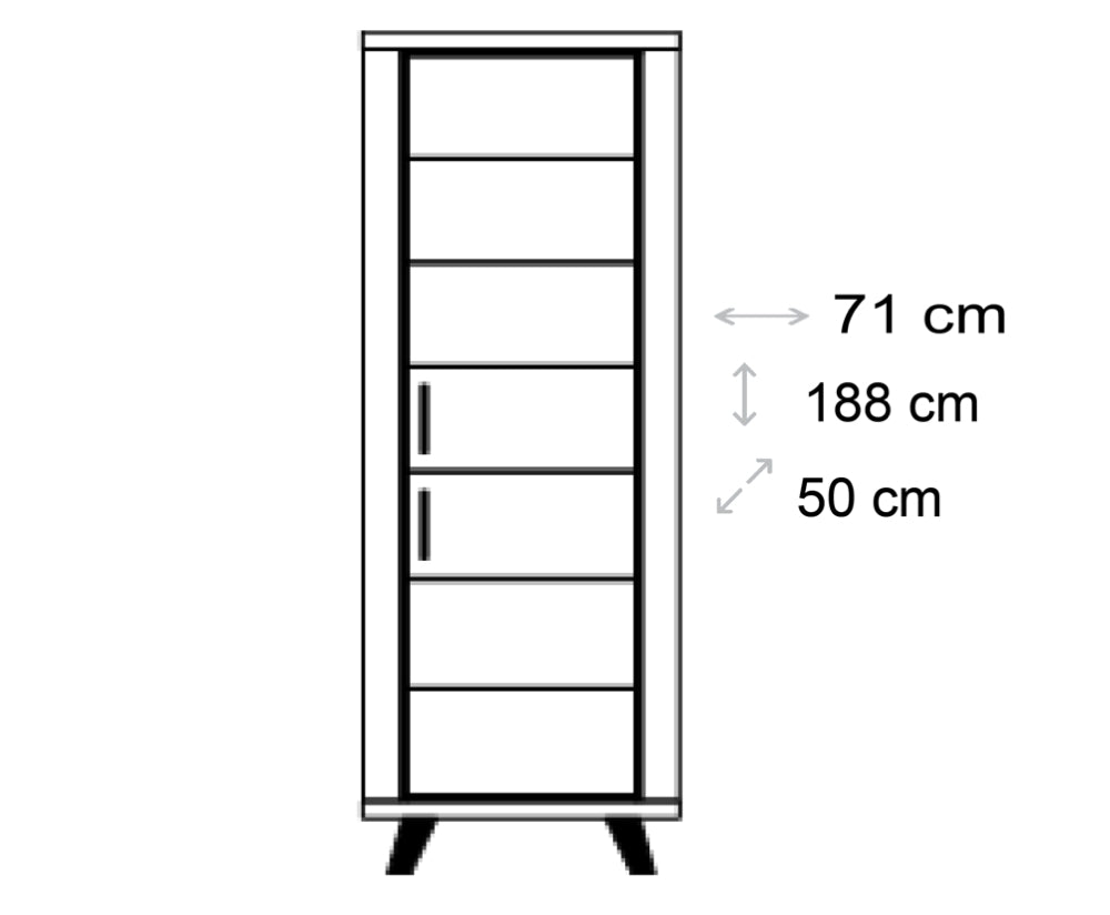 Buffet haut colonne bois 2 portes design pieds métal - Rosa