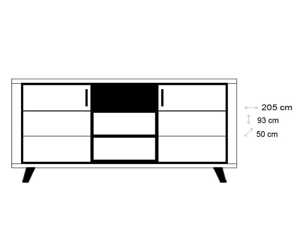 Buffet contemporain moderne en bois L 205cm - Rosa