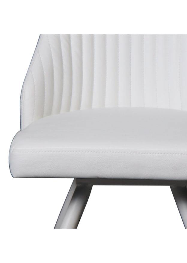 Chaise blanche simili cuir pivotante salle a manger - Eva