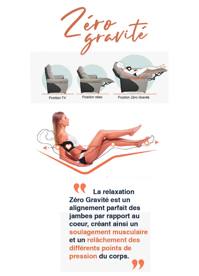 Fauteuil de relaxation électrique tissu taupe design - Souffle d'intérieur