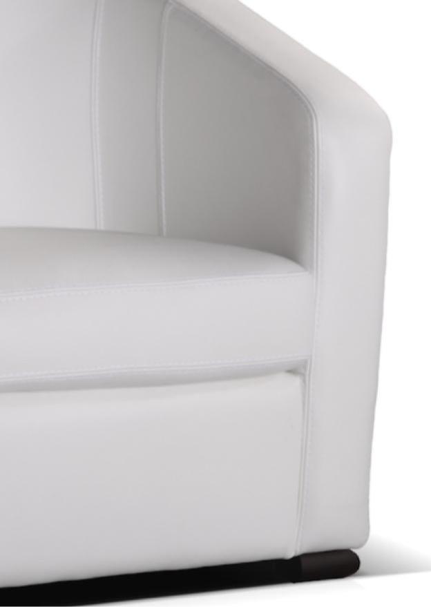 Fauteuil cabriolet crapaud cuir blanc  - Clarisse