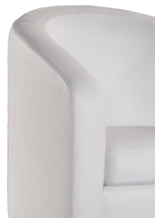 Fauteuil cabriolet crapaud cuir blanc  - Clarisse