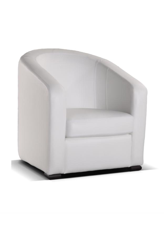 Fauteuil cabriolet crapaud cuir blanc  - Clarisse