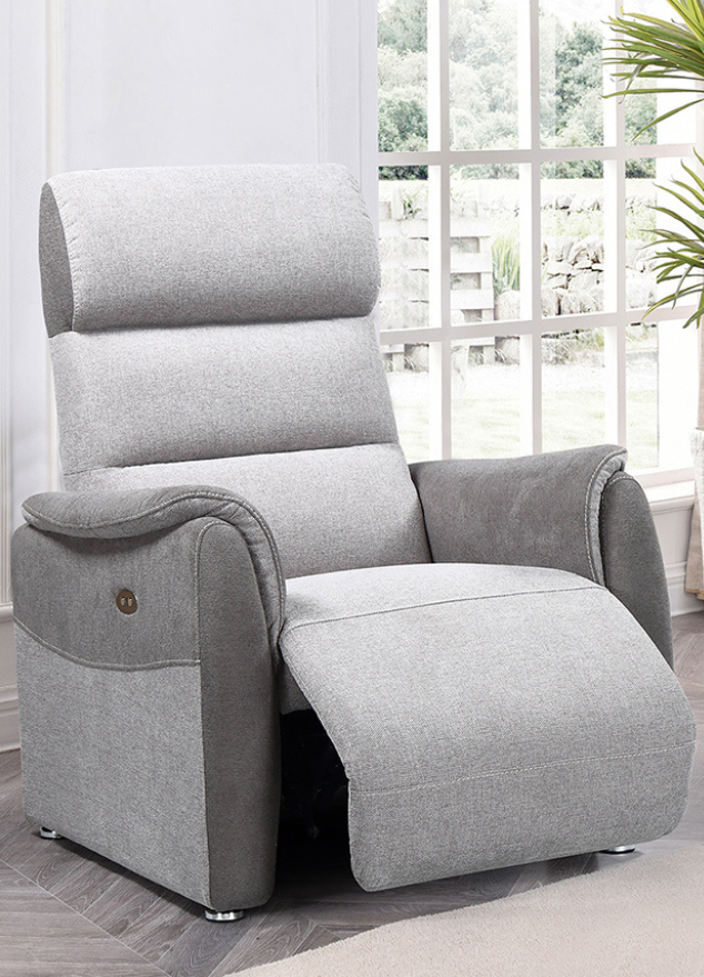 Fauteuil de relaxation électrique tissu gris moderne - Noa