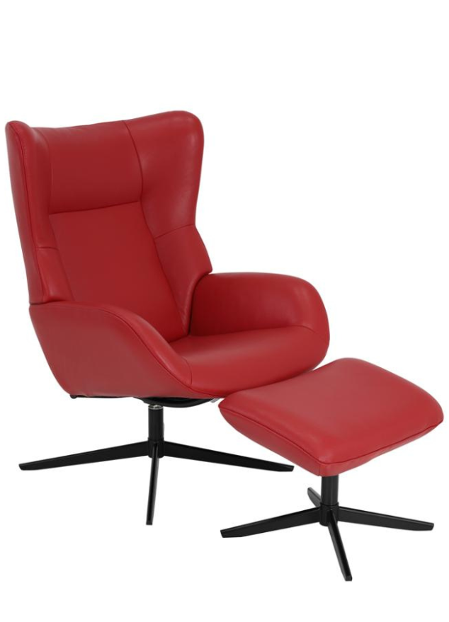 Fauteuil inclinable en cuir rouge design - Faustine
