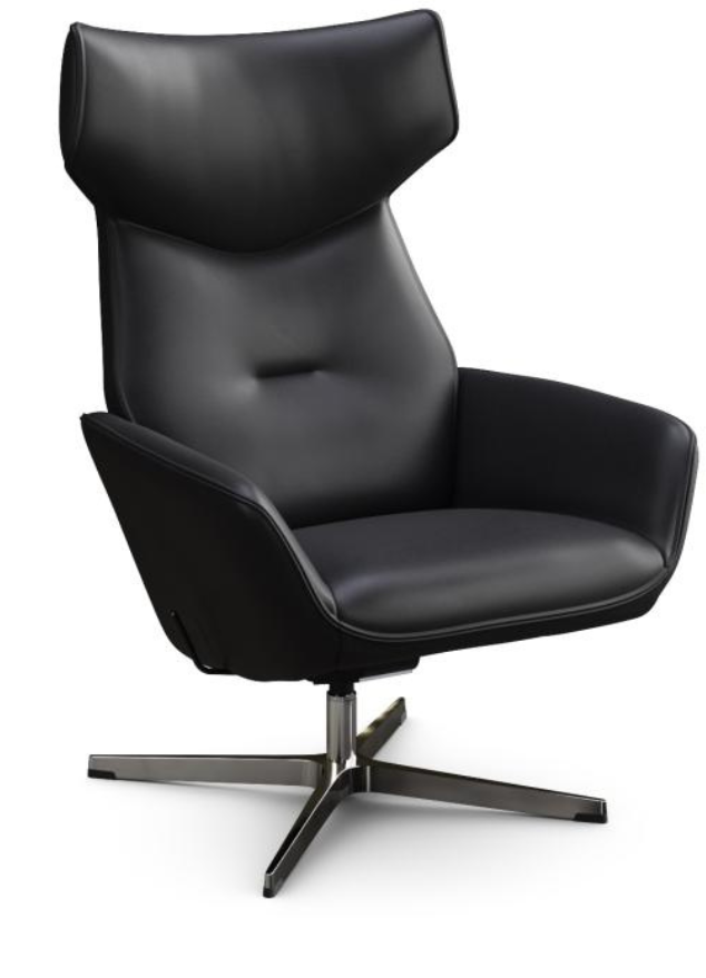 Fauteuil inclinable cuir noir moderne + repose pieds - Palmana