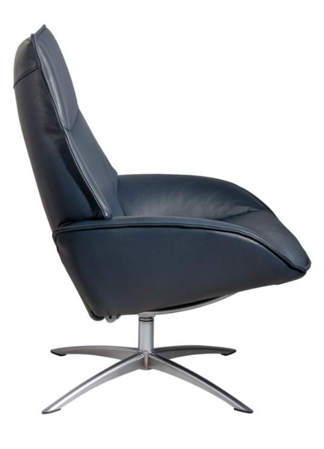 Fauteuil inclinable en cuir bleu moderne + repose pieds - Daly