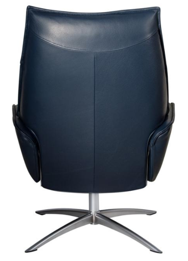 Fauteuil inclinable en cuir bleu moderne + repose pieds - Daly